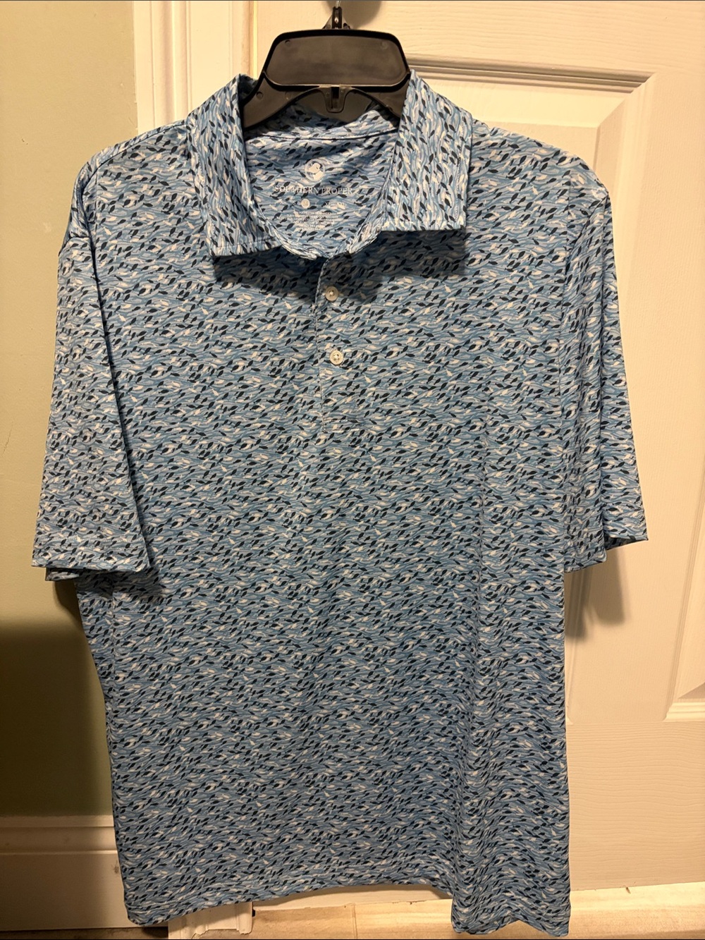 Southern Proper Blue Patterned Polo Shirt